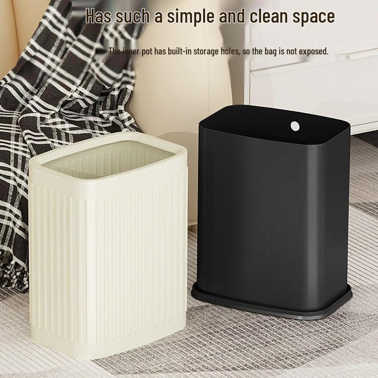 Double-Layer Guest Room Trash Can for Hotel/Bathroom/Office, 8L, Lidless Design