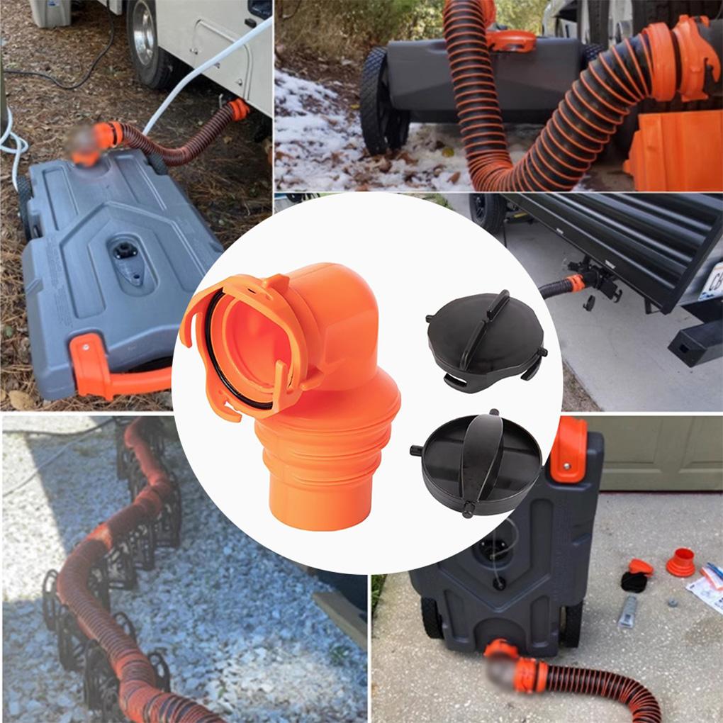 RV Sewer Hose Elbow RV Drain Hose Elbow RV Sewer Hose Elbow with Lid 90 Degree Easy Installation Sewer Hose Connector for Yacht