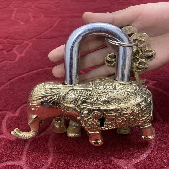 Elephant Padlock Solid Color Brass Padlock with Two Keys