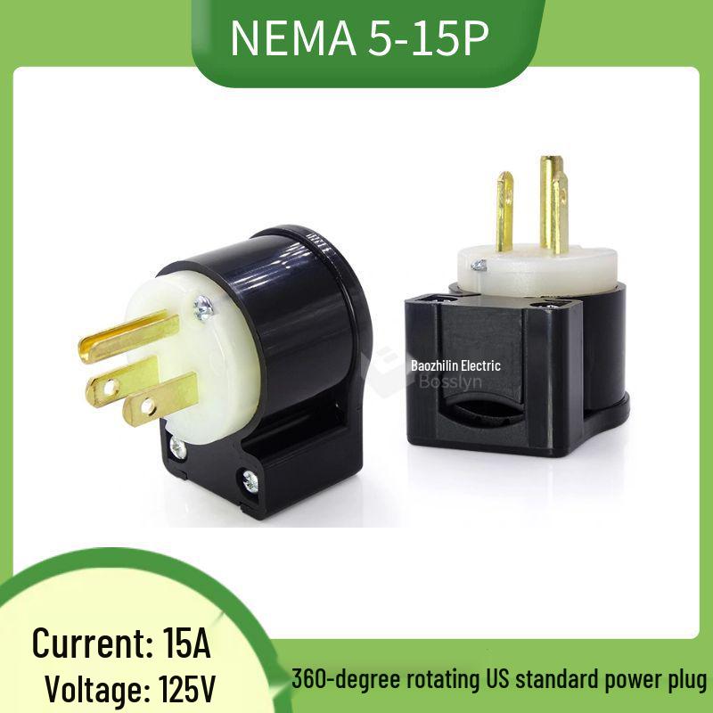 360° Rotatable NEMA 5-15P Angled US Standard Power Plug