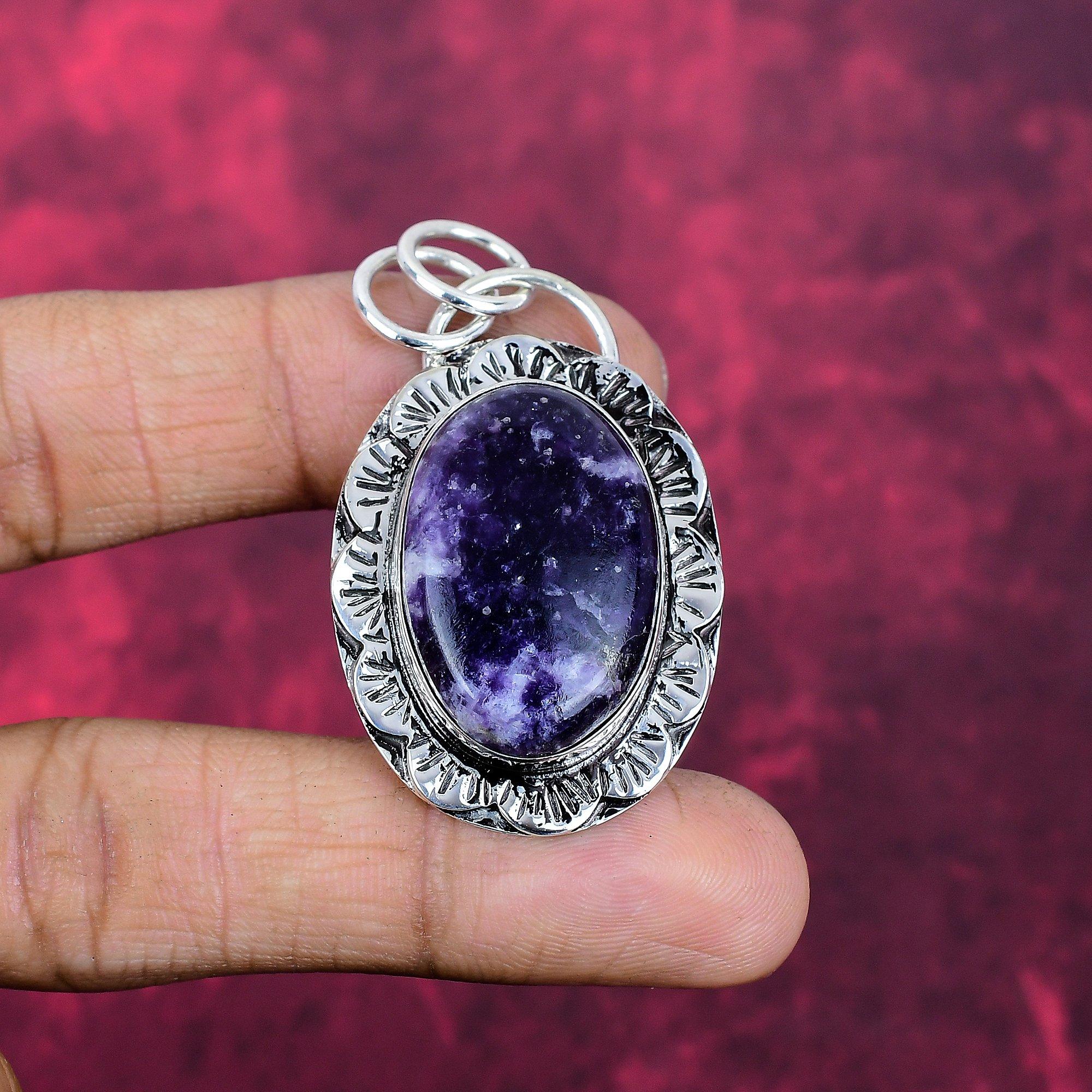 

Lepidolit Jewelry, 925 Solid Sterling Silver Pendant Handmade Gemstone Jewelry, Gifts For Wife Brand New Pendant 2.16 Inches