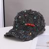 Beliebte Bart-Baseballkappe Hip-Hop Strass karierte Krempe Neue Baseballkappe Personalisierter Trendiger Hut
