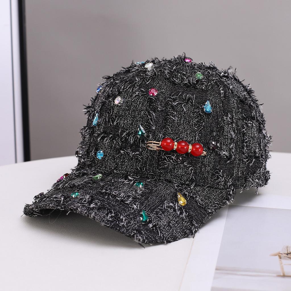 Beliebte Bart-Baseballkappe Hip-Hop Strass karierte Krempe Neue Baseballkappe Personalisierter Trendiger Hut