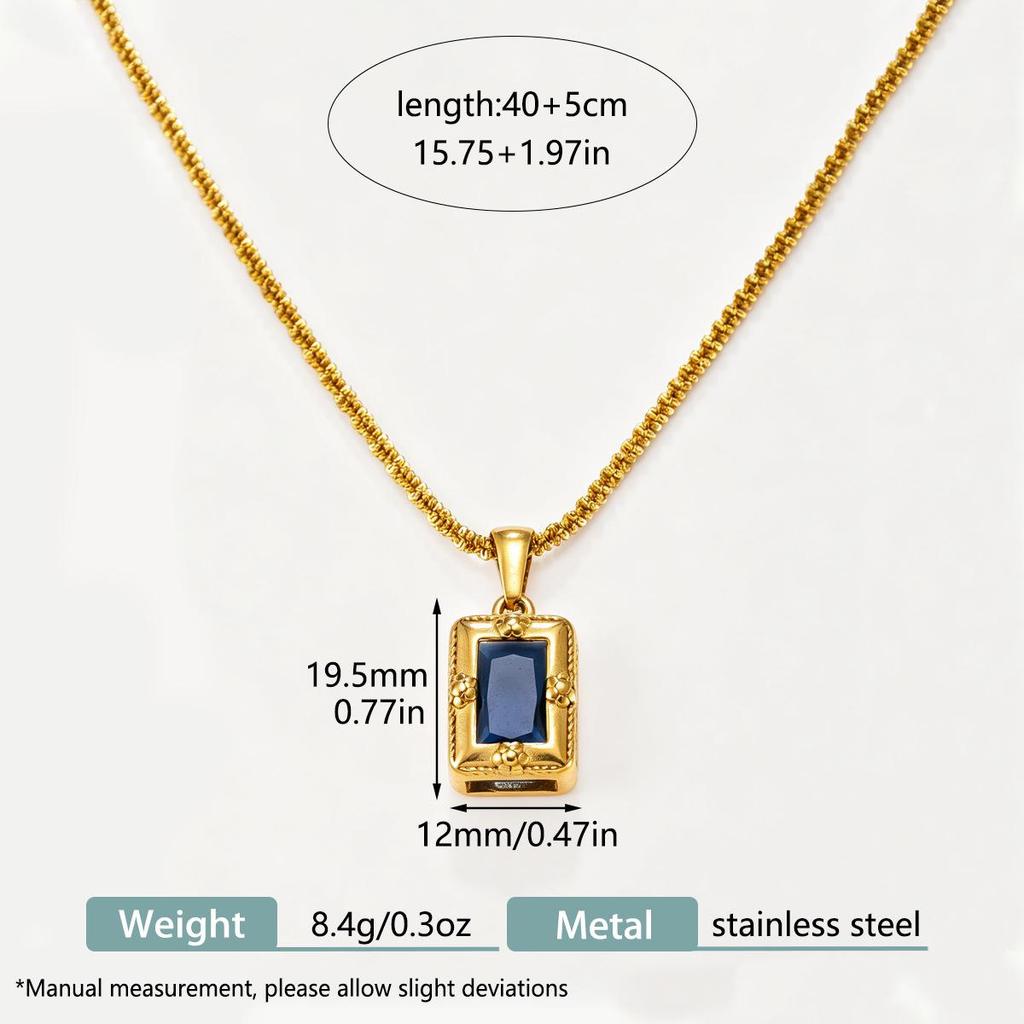 Cross Fashion Rectangle Geometric Zirconium Stainless Steel Necklace Set, Retro High-End Clavicle Chain