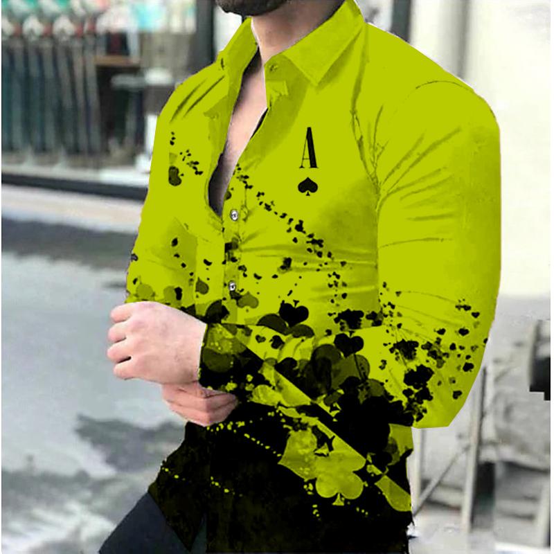Men's Shirts Poker Black Pink White a Series of Men's New Casual Outdoor Party New 2024 Men's New Tops
