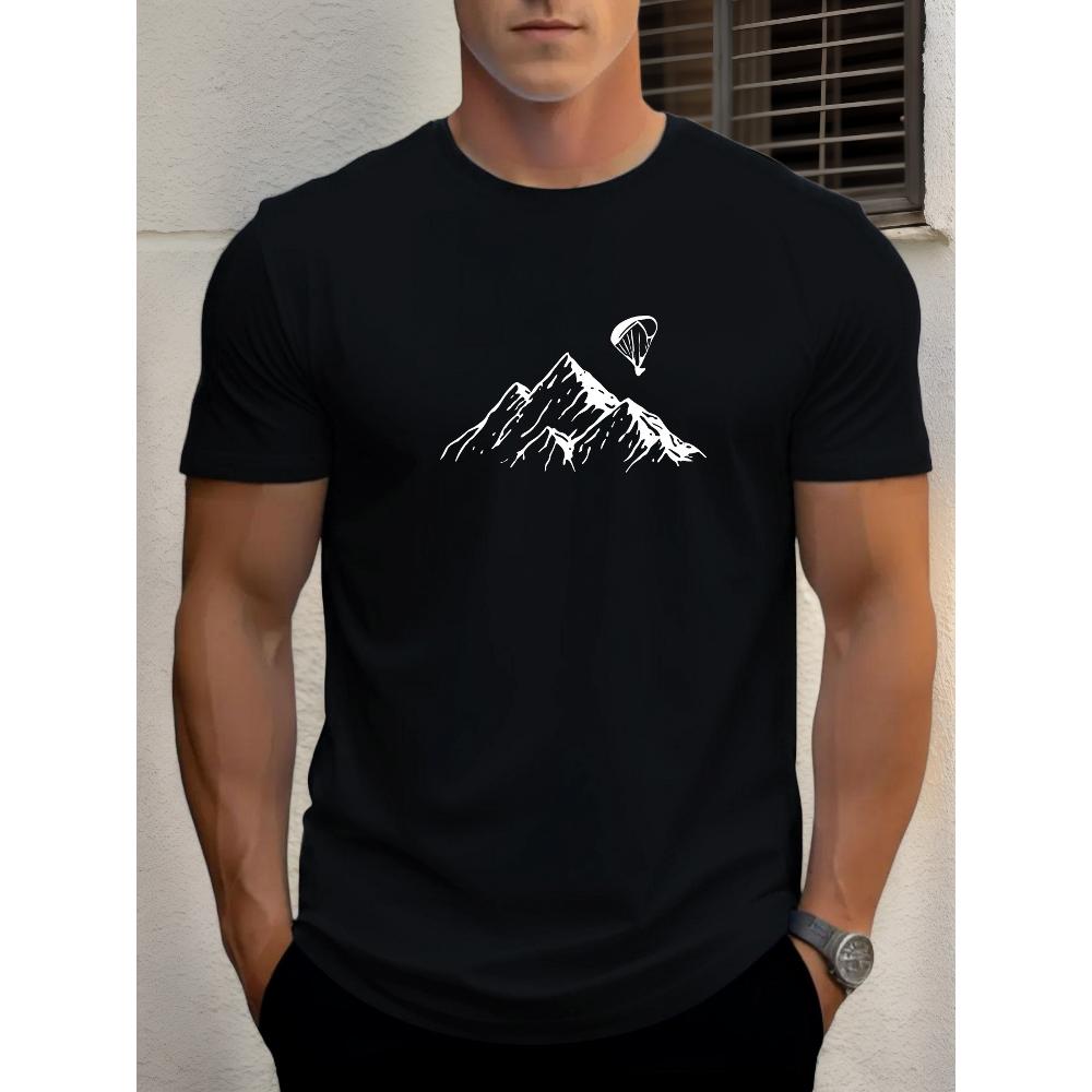 

Графическая футболка для парапланеризма в горах, мягкая, дышащая и устойчивая к выцветанию, классический крой для повседневной носки L темно-синий