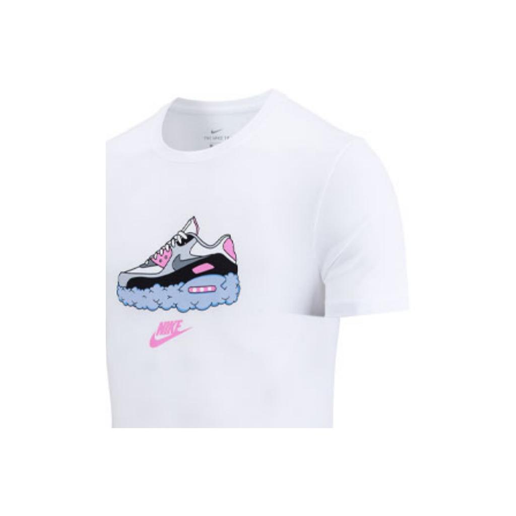 Nike Camiseta Masculina de Tricô Estampada com Gola Redonda e Manga Curta para Esportes Tops Brancos DB4826-100