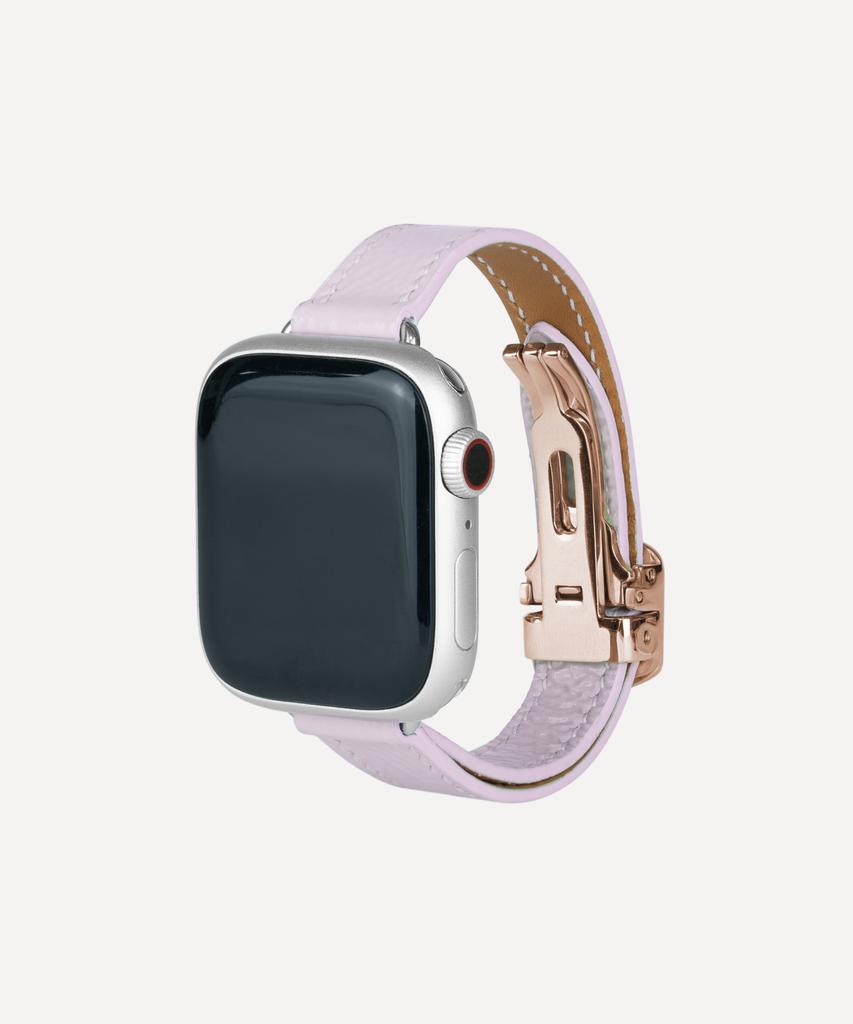 Adeo Apple Watch Premium Glossy Slim Strap Light Purple Lilac Leather Watch Band