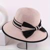 Spring New Style Bowknot Wide-brimmed Sunshade Straw Hat Striped Fashion Women's Hat Summer Beach Sun Protection Vacation Hat