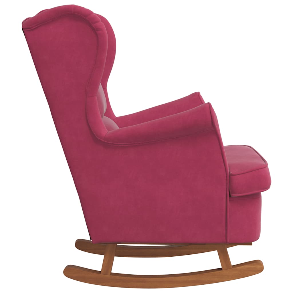 Vidaxl Rocking Armchair with Rubber Feet, Wine Red, Velvet