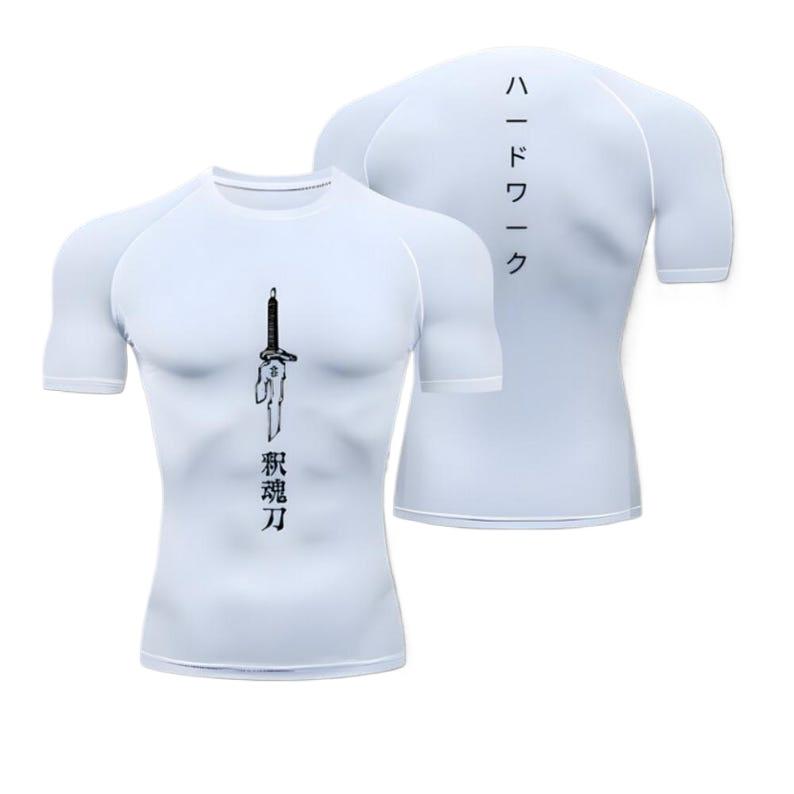 Men's Compression Shirt Sportswear Fashion Summer Running Fitness Gym Comfortable High Elasticity Gym Clothing Sweat Absorbing Tight Fit