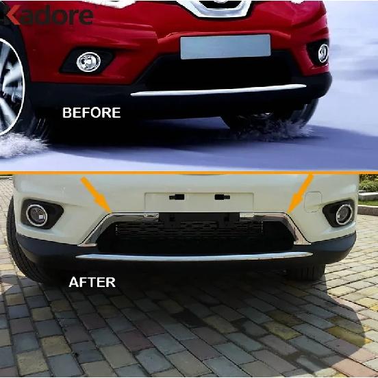 For Nissan Rogue X-Trail T32 2014 2015 2016 Chrome Car Front Center Grille Grills Cover Trim Head Racing Grill Strip Accessories