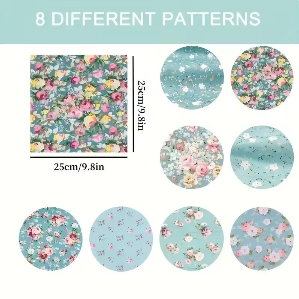 7/8 pieces set Cotton Cloth Floral Printed Fabric Classic Retro Plaid 25*25CM Sewing Fabric Making Bed Decoration