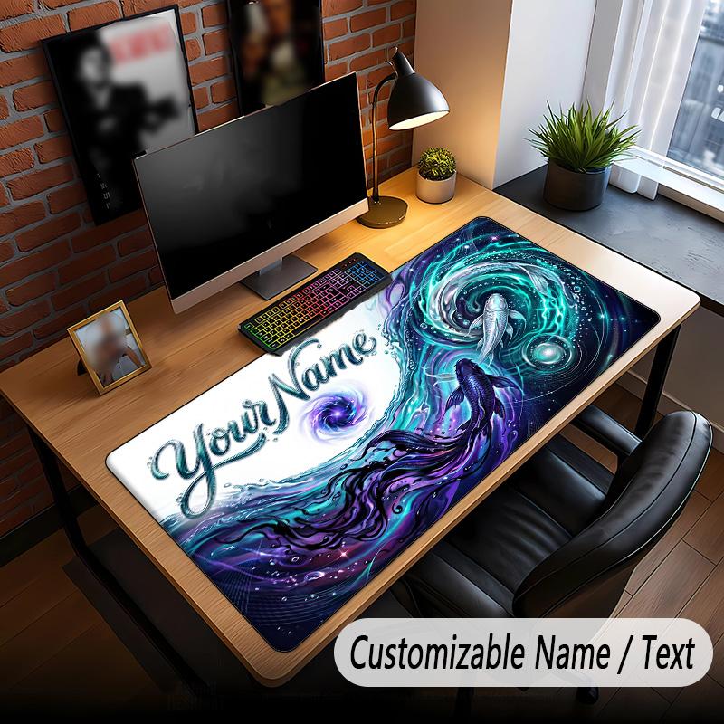 Fish Ocean Theme Custom Mouse Pad Personalized With Name Text Customized Desk Mat For Office Home Decor