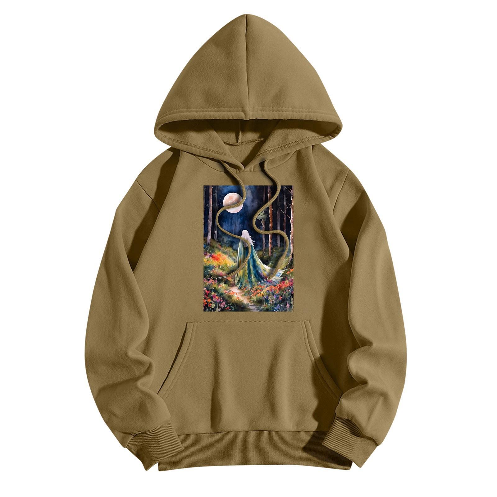 Женская модная повседневная толстовка с капюшоном и принтом ведьмы на Хэллоуин — фото 11