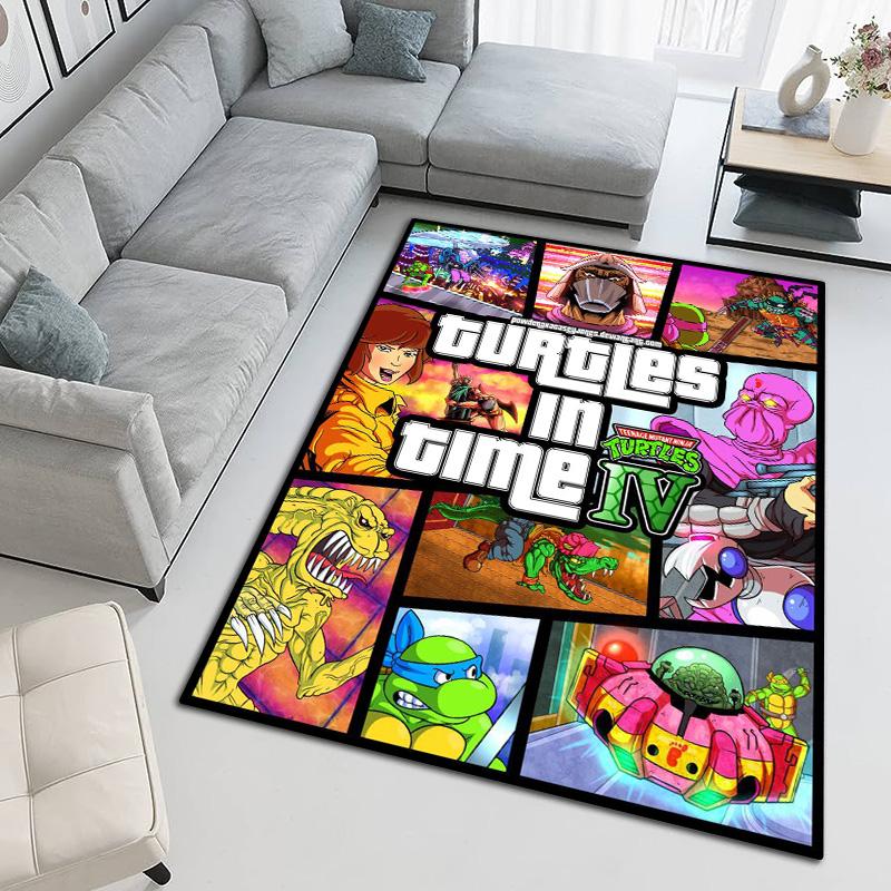 Turtles Time Retro Arcade Art Carpet Doormat Printing Art Bathroom Mat Room