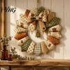 Decorative Bows And Bells Set DIY Patchwork Garland Crafting Kit, Retro Floral Fabric with Handmade Door Hanging Decor Simulated Flowers, Pastoral