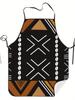 Vintage-Style African Mud Cloth Apron -with Black & White Geometric Patterns - Ideal for Cooking