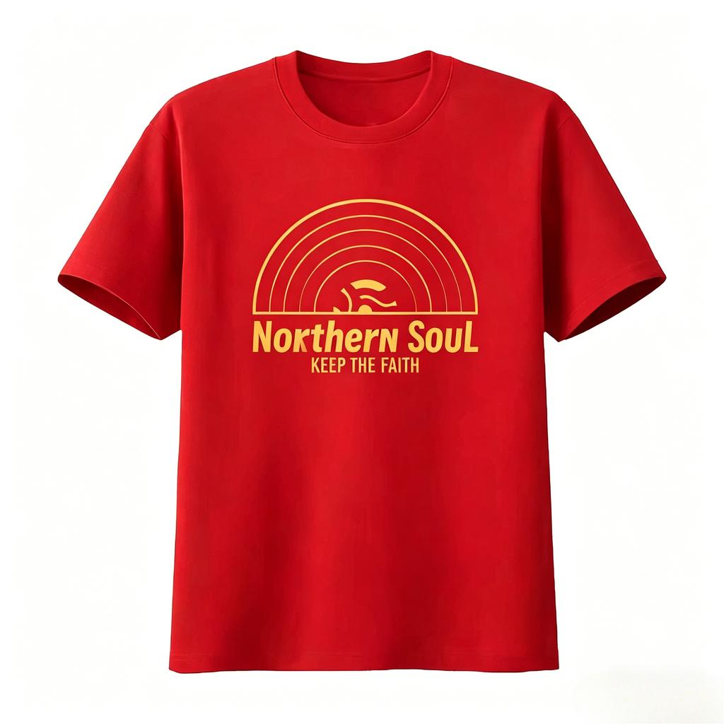 Northern Soul Keep The Faith Record Orange Unisexs Womens T Shirt High Quality Print Perfect for Music Lovers  Summer T Shirt