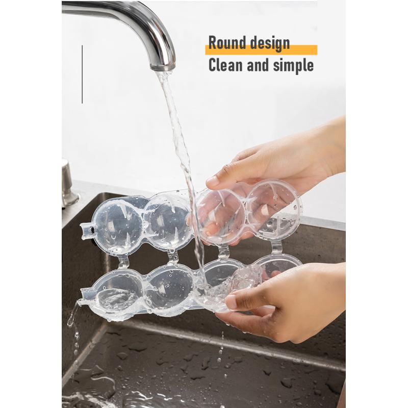 Mucegai practic pentru cuburi de gheață, accesorii pentru bar de suc de cocktail, sferă, bilă rotundă, cu 4 cavități, bile de înghețată pentru grilă.