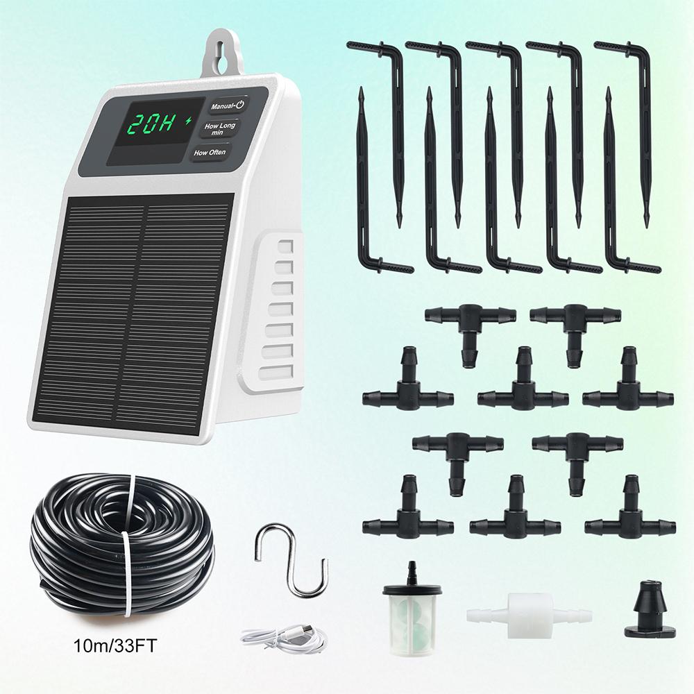 

SOP17 Solar Drip Irrigation Timer Automatic Watering Device LCD Drip Irrigation Controller for Potted Plants Outdoor Garden