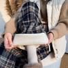 Women's Winter Fleece-Lined Tweed Plaid Wide-Leg Pants: Warm, Thick, Loose, and Straight-Leg Design.