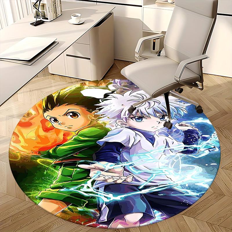 1pc Anime Cartoon Design Round Carpet  Office Chair Mat, NonSlip Rug for Home Decor, Living Room