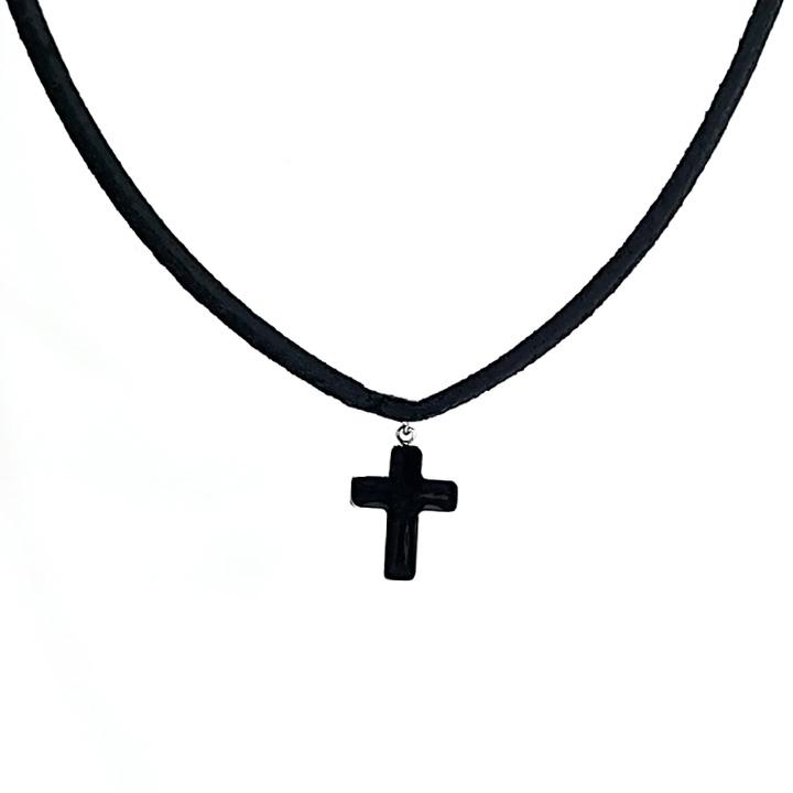 Glory_Arden [Unisex] Reversible Cross Leather Necklace / Ghmn-293