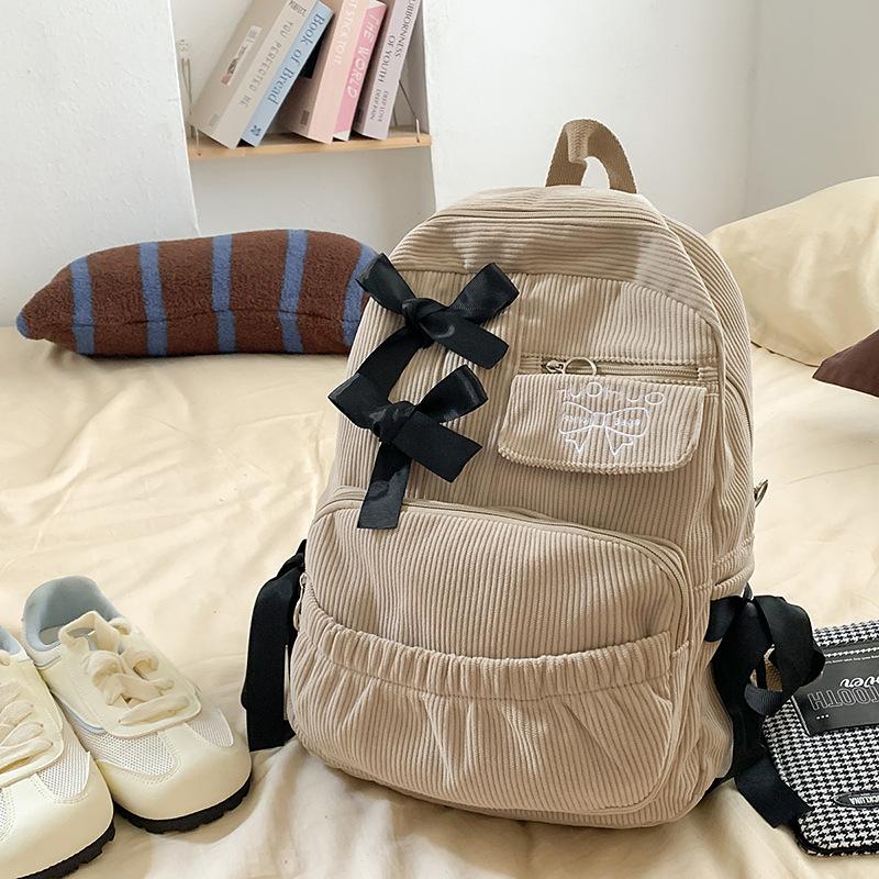 Schoolbag Korean Version Ins Bow Fashionable and Simple Junior High School High School Student Campus Schoolbag Mori Versatile Travel Backpack