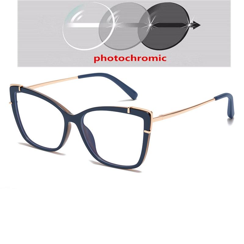 

Очки для близорукости кошачий глаз с блокировкой синего света для женщин 1,56 Однолинзовые фотохромные очки для близорукости 0 -0,5 -0,75 до -6,0 Myopia -2.0