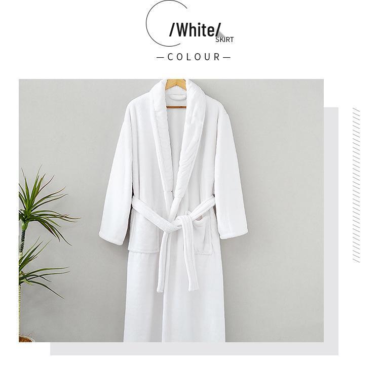 Couple's Thickened Coral Fleece Bathrobe - Autumn/Winter, Plus Velvet, Shawl Collar, Long Sleeve, Plus Size Homewear