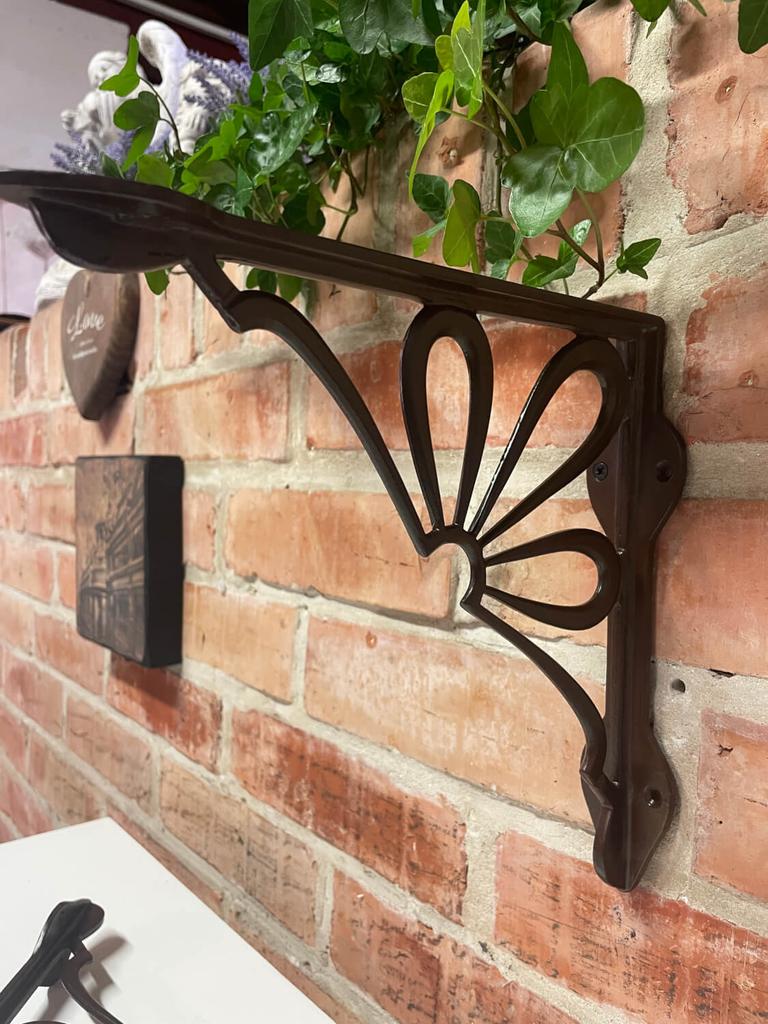 2 Cast Iron Wall Shelf Brackets Support Bracket Brown
