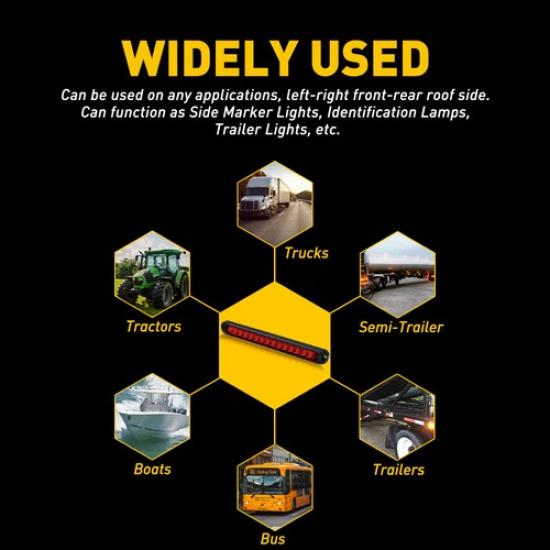 2x 10" White 15LED Sealed Truck Trailer Reverse Light Backup Bar Turn Tail Strip