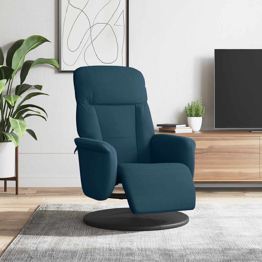 Recliner with Footrest Blue Velvet