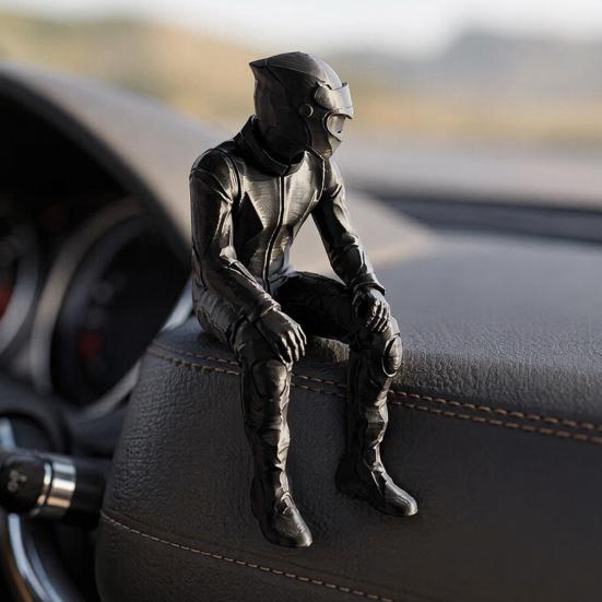 Nostalgie 3D-gedruckte Motorradfahrer-Figur, sitzende Motorradfahrer-Kunststatue, Biker-Statue Dekor für Zuhause, Büro, Schreibtischregal & Enthusiasten
