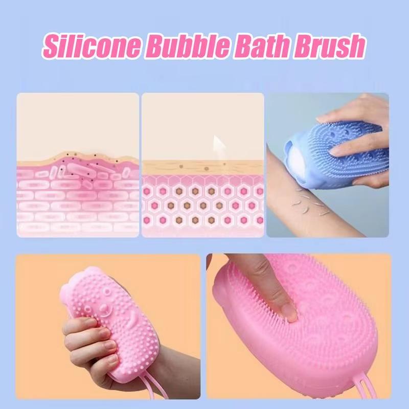 1-3pcs Shower Cleaning Bath Brushes Body Scrubber Silicone Exfoliating Scrub Bath Double-Sided Use Massager Skin Cleaning Tools
