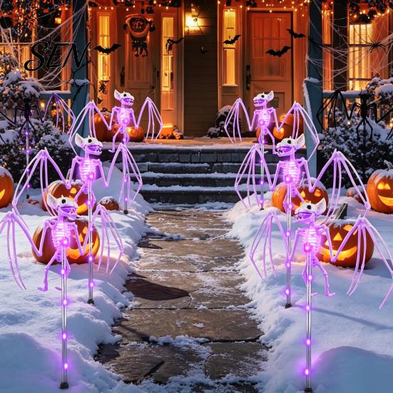 Waterproof Skeleton Stakes for Path Solar Yard Stake Light, Halloween Glowing Skull Garden Decor Powered Holiday with Cloak, Outdoor Lawn Lamp Haunted