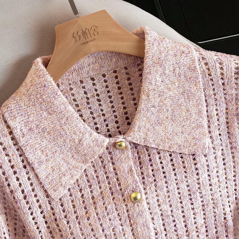 Women's Elegant Linen Blend Knit Polo T-Shirt