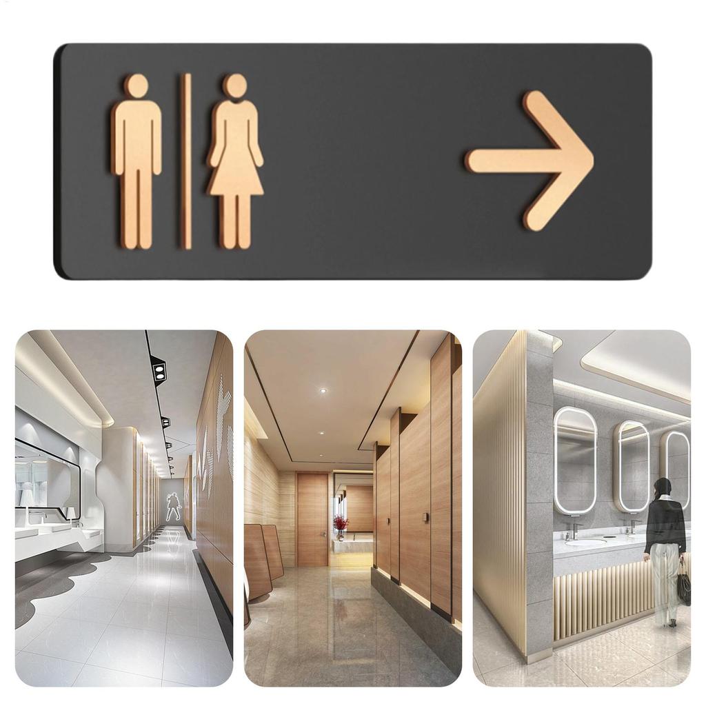 NEW Modern Restroom Sign Self-Adhesive Acrylic Bathroom Signage Gender Neutral Toilet Sign For Business Home Hotel