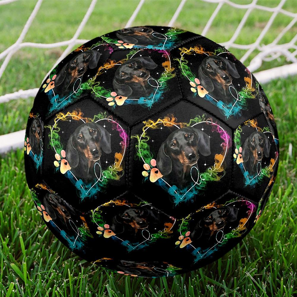 1pc Dachshund Heart Frame Theme Soccer Ball Football, Size 5, Lightweight PVC, Outdoor Training Soccer Ball,Gift C6516