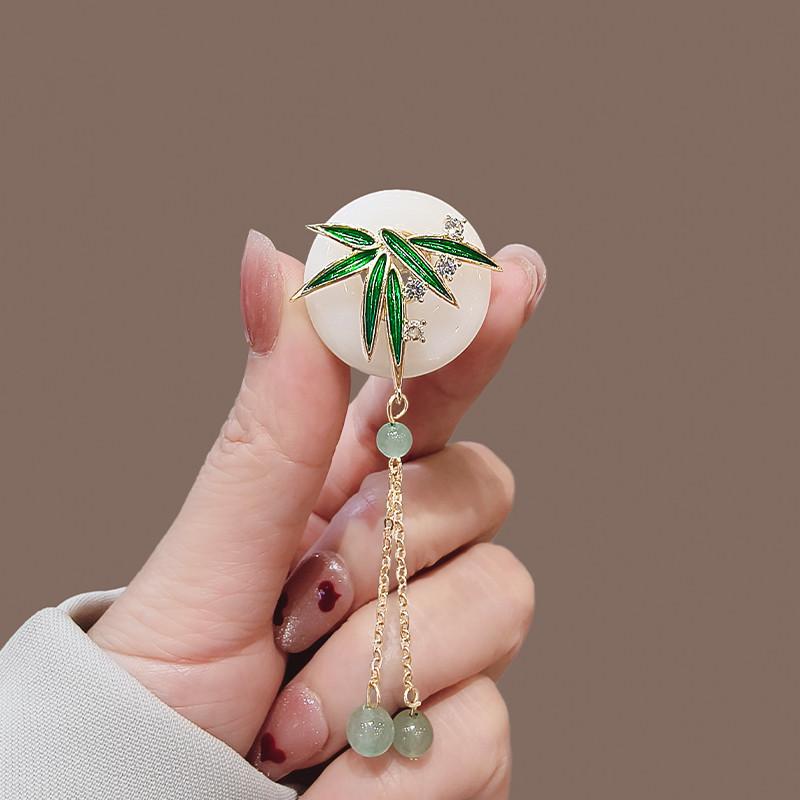 New Style Ancient Style Cheongsam Brooch Break Pressure Temperament Safe Buckle Pin Hanfu Bamboo Tassel Accessories