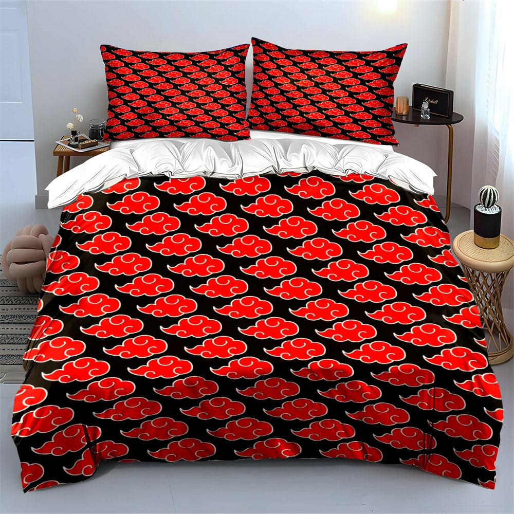 Dense Pattern of Red Clouds Bedding Set for Kids Luxury Gift 3pcs Digital Print Comforter Set Soft Comfortable Breathable