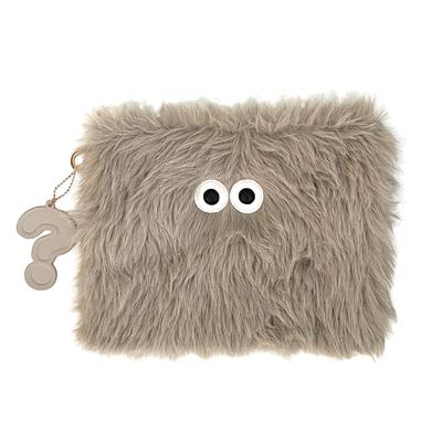 6846 Hollow Eyes Faux Fur Large Pouch Clutch Bag EU Crypted C 01 Sawa [Routeto] With-Through Women's