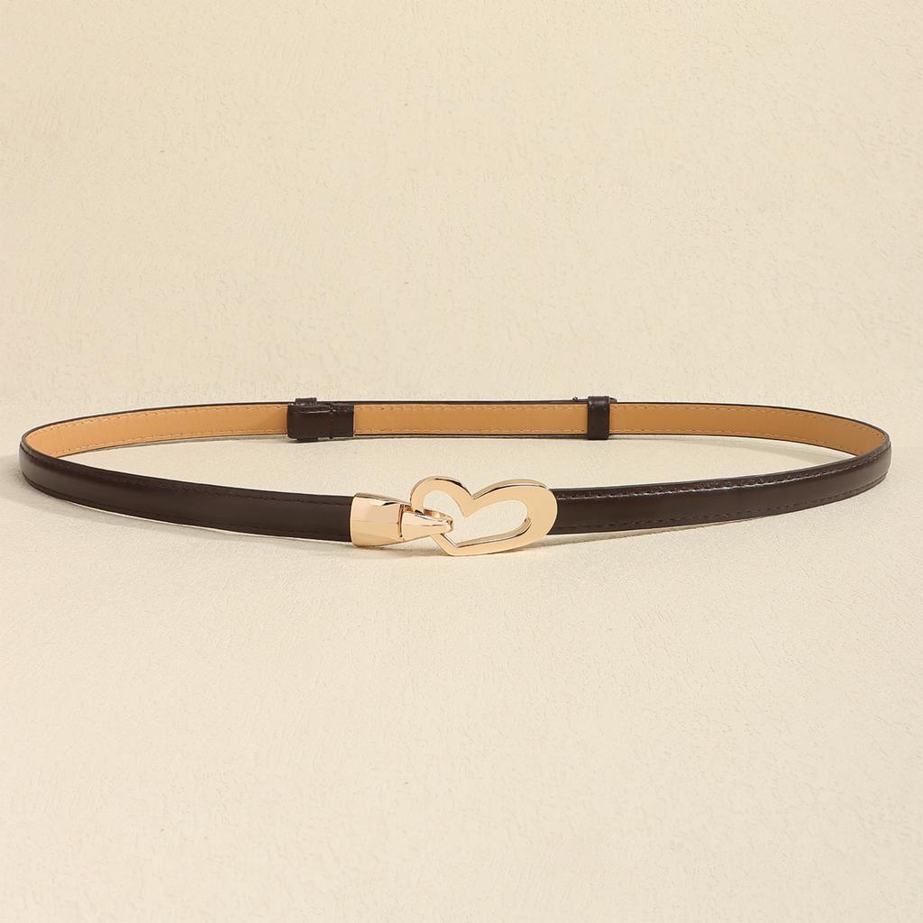 Fashionable Minimalist Heart-Shaped Adjustable Slim Belt for Women – Versatile Small Leather Belt for Dresses and Skirts