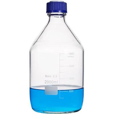 Graduated Glass Reagent Bottle with Blue Cap