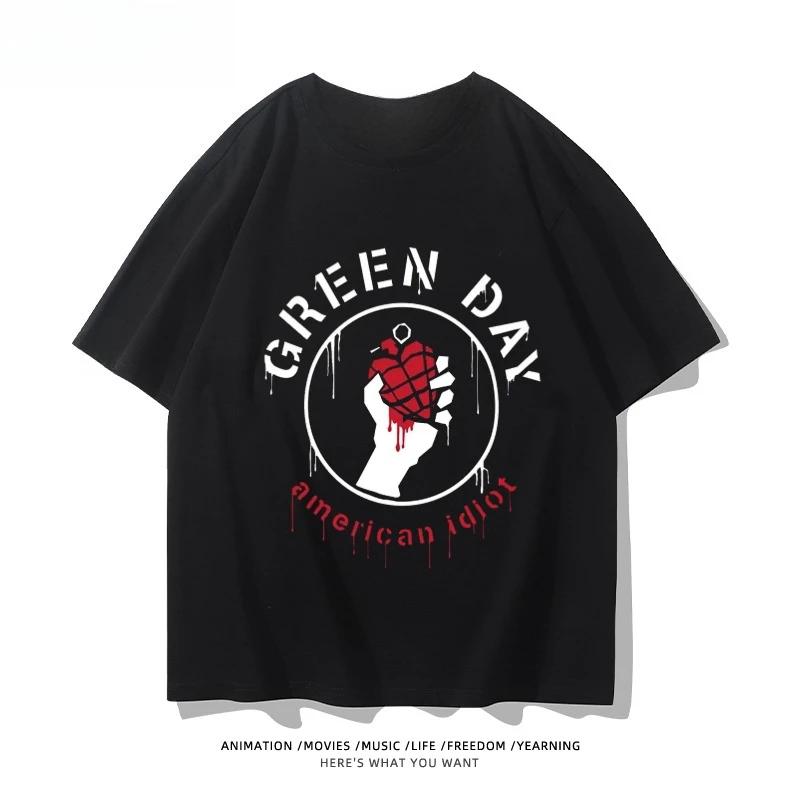 2025 Sommer Neu Hip Hop Green Day Band Bedruckte Grafik T-Shirts Kurzarm T-Shirts Hochwertige Kleidung Streetwear