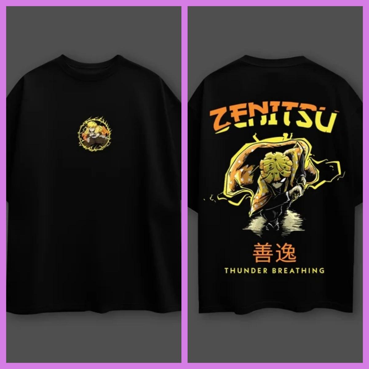 

Demon Slayer Anime Zenitsu Agatsuma Oversized Black Tshirt Men Women Breathable High Quality Y2K Short Sleeve Summer Tshirt 3XL
