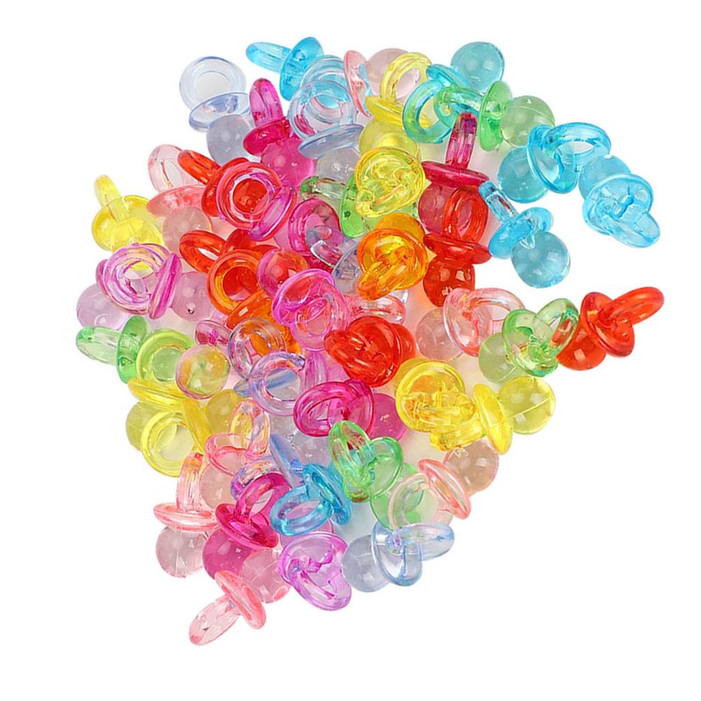 100Pcs Acrylic Pacifier Birthday Party Decoration Baby Baptism Soothing Mini Color Toys