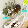 Wall Mounted Spice Rack Anti-Rust Waterproof Self Draining Soap Holder Bathroom Organizer Self Adhesive Kitchen Storage Rack