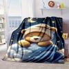 Teddy Bear Night Sky Blanket Flannel Blanket for Bed, Sofa, Camping, Hiking, Picnic Essentials, Gift for Family Fan Gifts